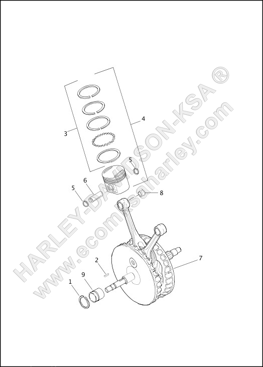 PISTONS AND FLYWHEEL ASSEMBLY